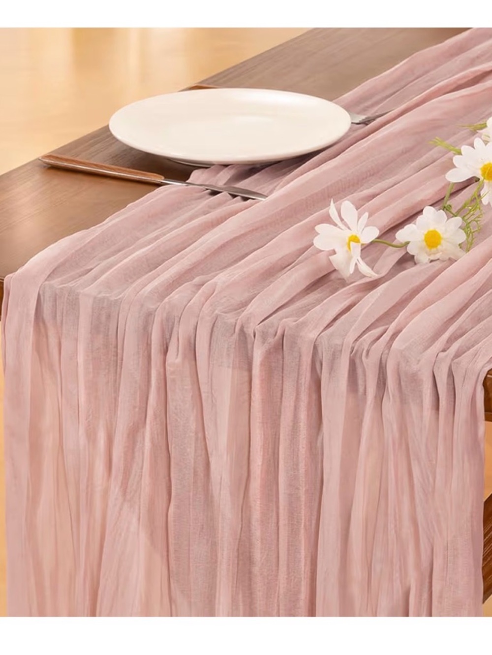 Elegant Pink Sheer Table Runner - Home Dining